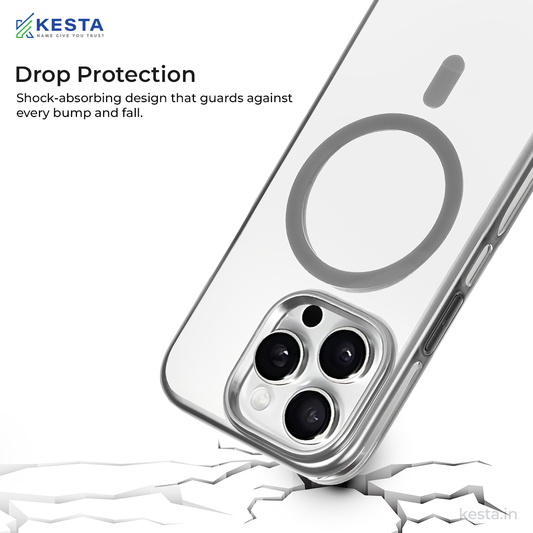 iPhone 15 Pro Max Cover - Notify Popup Grey Transparent Case (Camera Sink Protection & Wireless Charging Optimized)